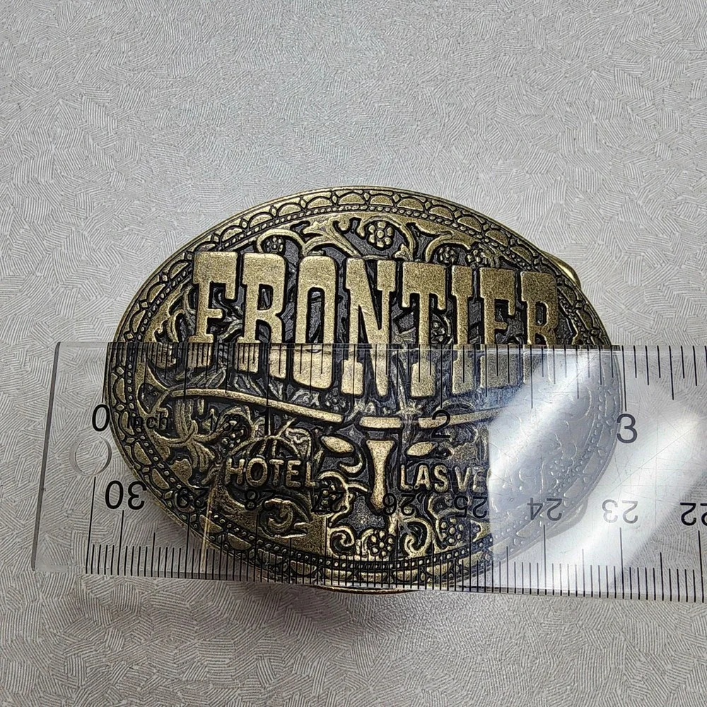 Vintage Brass Belt Buckle Frontier Hotel/Casino LAS VEGAS 3